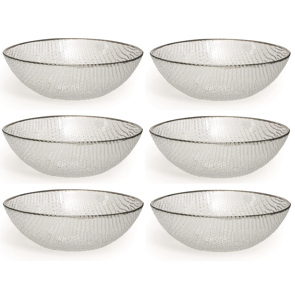 Excelsa set 6 coppetta Platinum vetro trasparente argento 16x6 cm. cod.50268